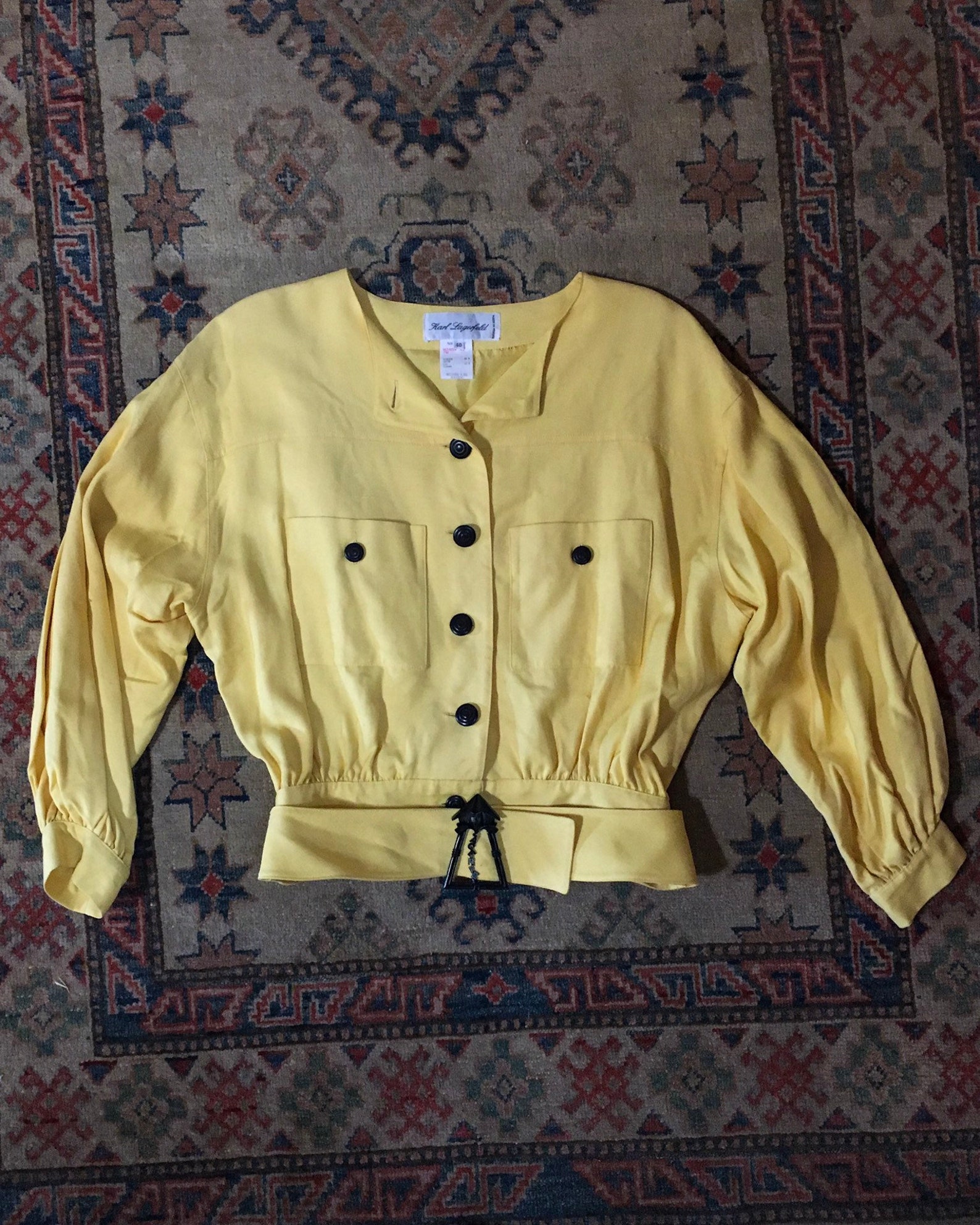 1980's Yellow Linen Belted Karl Lagerfeld Jacket | Etsy