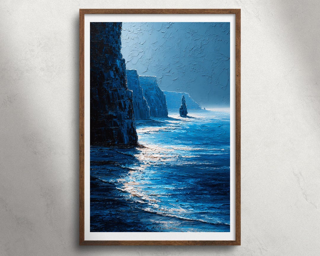 Cliffs of Moher Ireland Oil Painting Printable Wall Art, Coastal ...