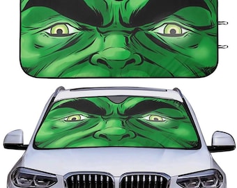 Hulk Angry Face Car Sun Shade,  Superhero Front Windshield Cover, Incredible Hulk Auto Sunshade, Funny Driving Gift For  Fans
