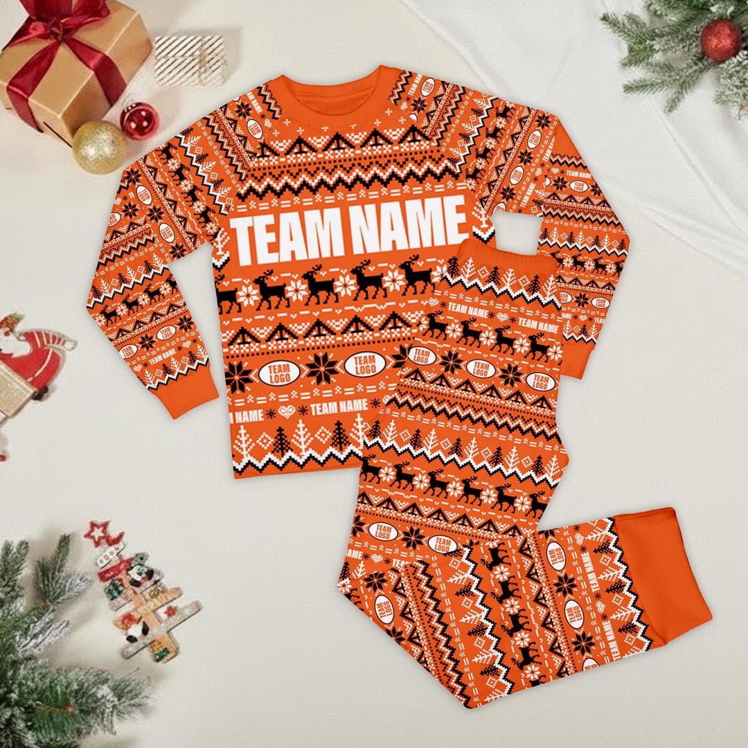 Custom Football Team Logo Pajamas Personalized Football Pajamas Family ...