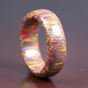 Solid Red Opal Band Ring, Opal Ring, AAA Grade Rare Opal Engagement Ring, Beautiful Opal band For October Birthstone October Gift