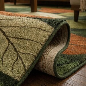 Modern green beige leaf area rug for cozy home decor