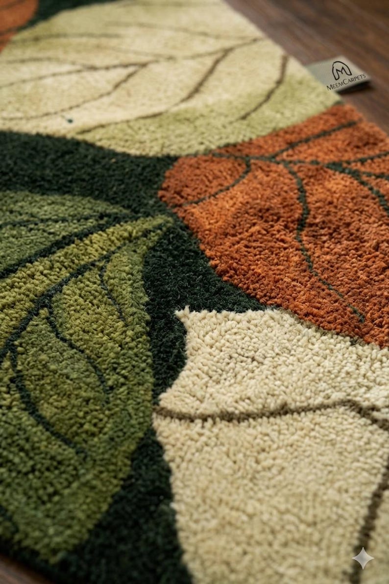 Soft plush leaf carpet for bedroom living room and cozy interiors