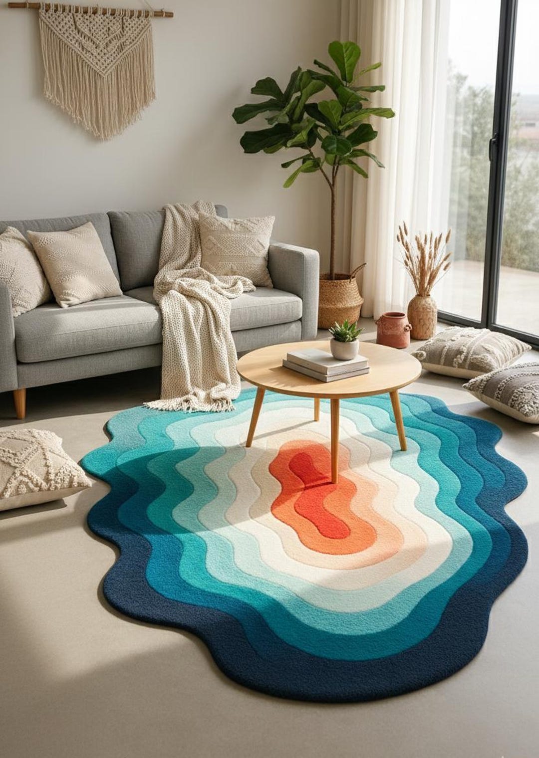 Okej Ripple Rug Ocean Wave Ripple Rug 5x8 Ft– Colorful Layered Abstract Carpet - Etsy
