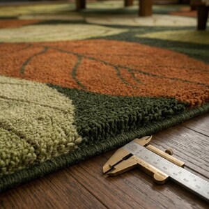 Floral botanical carpet with autumn leaf pattern design