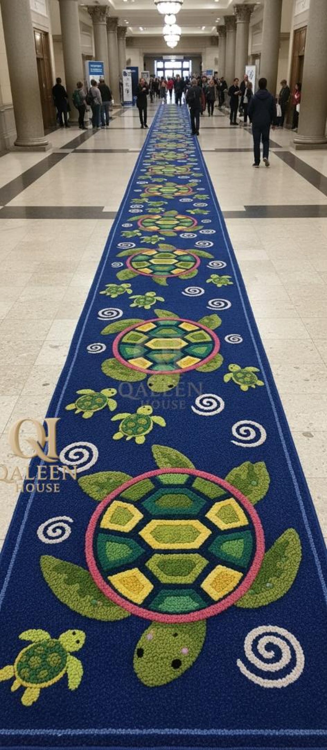 Hand-tufted Sea Turtle Runner Rug - Colorful Ocean Life Area Rug for ...