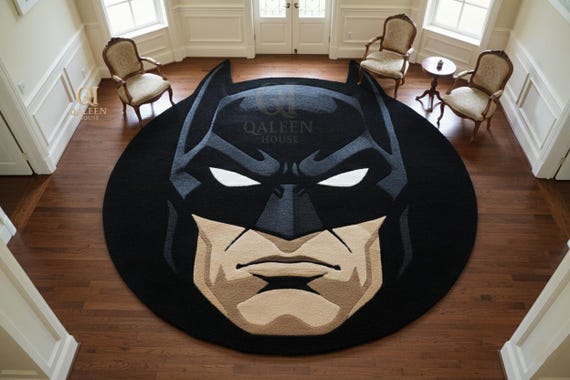 Handmade Batman Rug - Irregular Shaped DC Comics Hero Wool Area