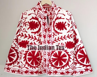 Baumwolle Suzani Jacke, handgemachte Suzani Stickerei Jacke, Winter tragen Jacke Mantel, Damen Mantel, TNT Stoff Suzani Jacke, Robe, Geschenk für sie