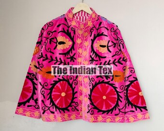 Floral Embroidery Jacket, Suzani Jacket In velvet Fabric, Women's Short Suzani Jacket, Handmade velvet Jacket, Gift for Her