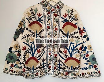 Handgemachte Suzani Stickerei Jacke, Baumwolle Suzani Jacke, Winter tragen Jacke Mantel, Damen Mantel, TNT Stoff Suzani Jacke, Robe, Geschenk für Sie