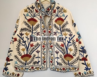 Velvet Suzani Jacket, Suzani Embroidery Handmade Jacket, Winter Wear Jacket Coat, Womens Coat, TNT Fabric Suzani Jacket, Robe, Gift For Her,