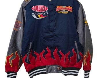 VTG 90s 00s Jeff Gordon 24 Dupont NASCAR Champions Flames Jacket