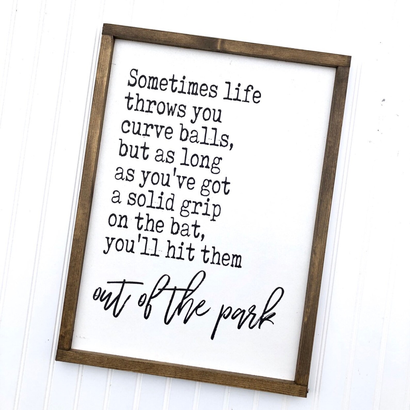 Large Wood Sign Sometimes Life Throws You Curveballs Etsy