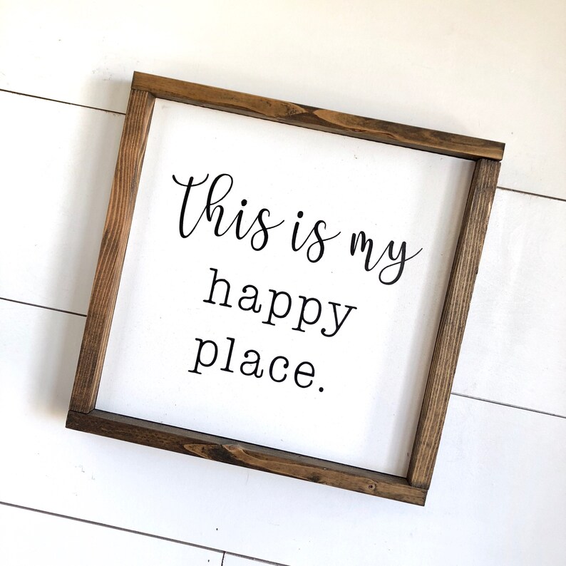 Wood Sign This is My Happy Place Happy Home Framed Wood Etsy