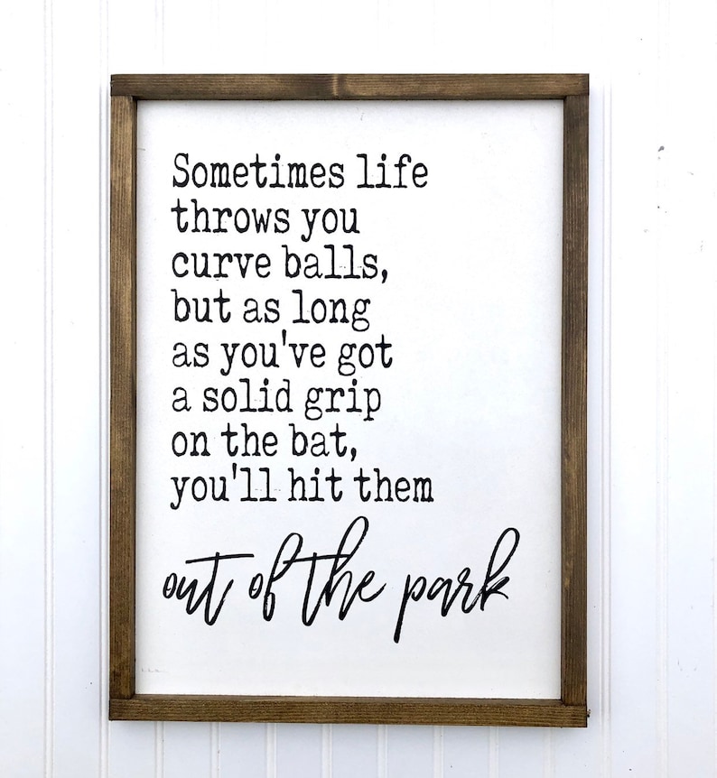 Large Wood Sign Sometimes Life Throws You Curveballs Etsy