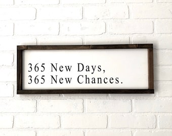 Determination Sign Home Decor Motivational Sign Sign w Quote 365 New Days Sign New Year Wood Framed Wall Decor New Years Sign
