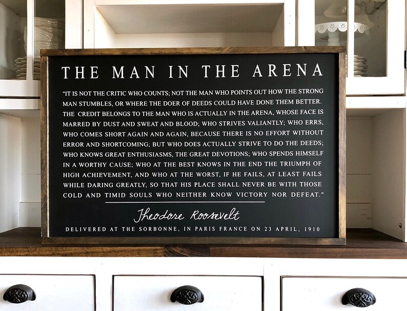The Man In The Arena Quote Framed The Man In The Arena Theodore Roosevelt Quote | Etsy