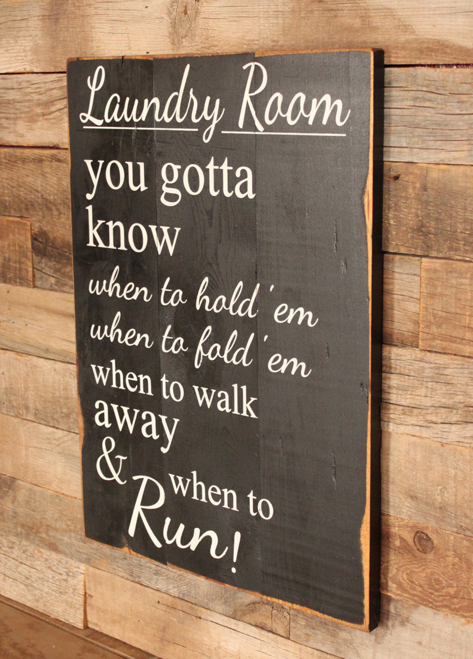 Large Wood Sign Laundry Room Know When to Run Subway - Etsy