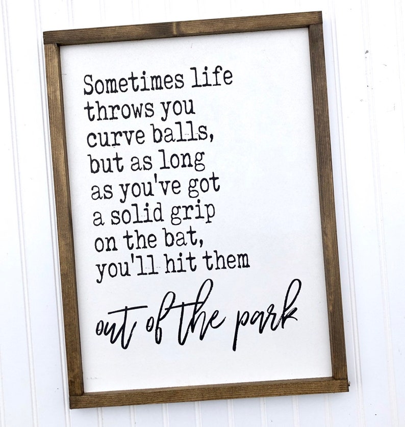 Large Wood Sign Sometimes Life Throws You Curveballs Etsy