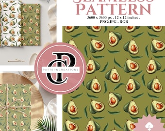 Avocado Seamless Pattern, Trendy Fabric Design, Spring Repeat (Digital Download)