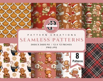 Nahtloses Muster Lebkuchenmann, Weihnachten Digitaler Download (PNG / JPG)