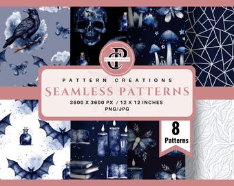 "Aquarell Witchy Seamless Pattern Pack (8 Designs) (Digitaler Download)"