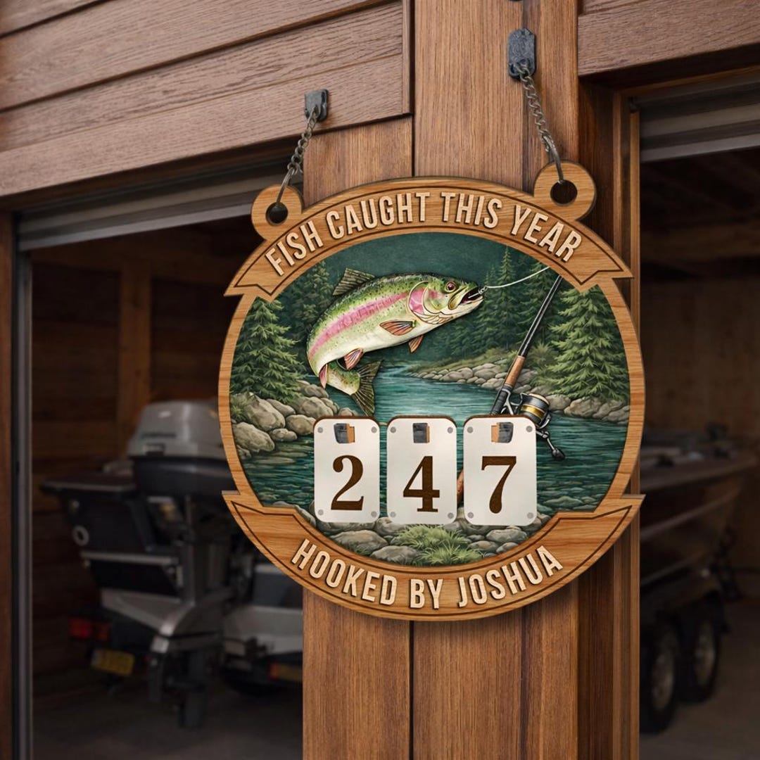 Personalized Fish Caught This Year Sign, Custom Name Fisher Tracker ...