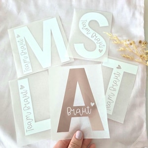 Set di applicazioni termoadesive per addio al nubilato "Team Bride", lettera termoadesiva personalizzata, fai da te per matrimonio, iniziali, borsa per maglietta per addio al nubilato