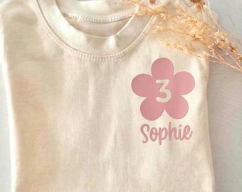 Iron-on birthday transfer, name and number, iron-on number, flower, children's birthday, birthday shirt, first birthday, iron-on transfer for kids