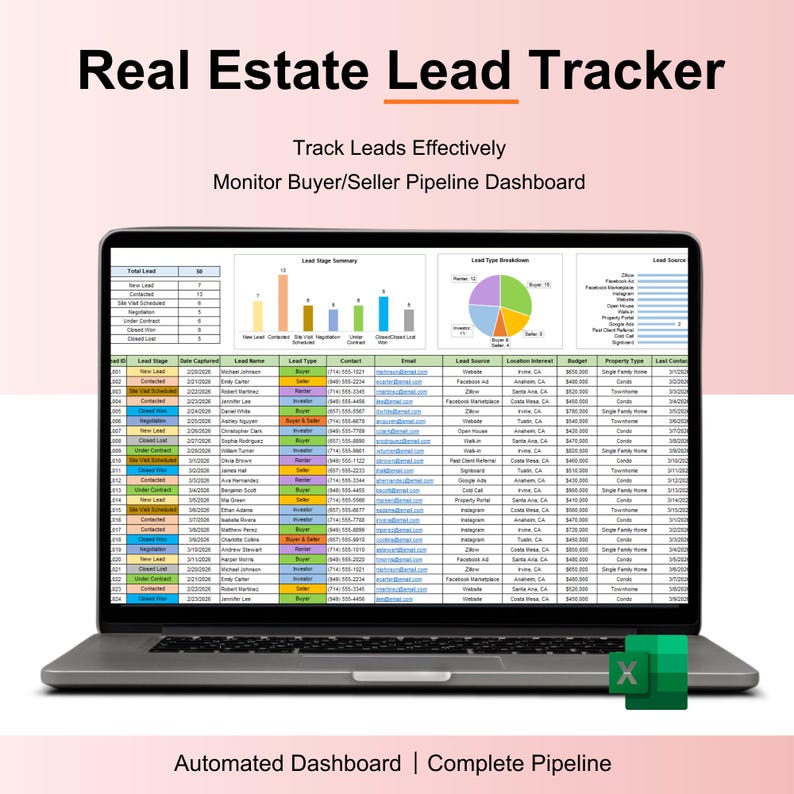 Real Estate Lead Tracker Template, Buyer and Sellers Lead Buyer and ...