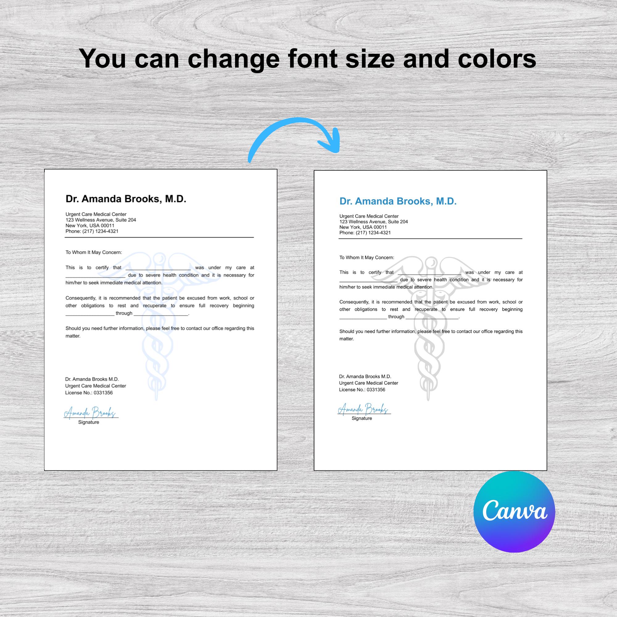 Urgent Care Doctor Excuse Template, Doctor Excuse for Work, Doctor