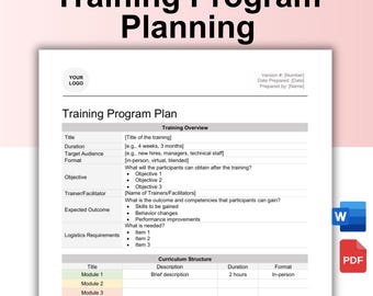 Training Program Outline, Training Program Plan Template, Leadership Training, Employee Training Plan, Training Outline