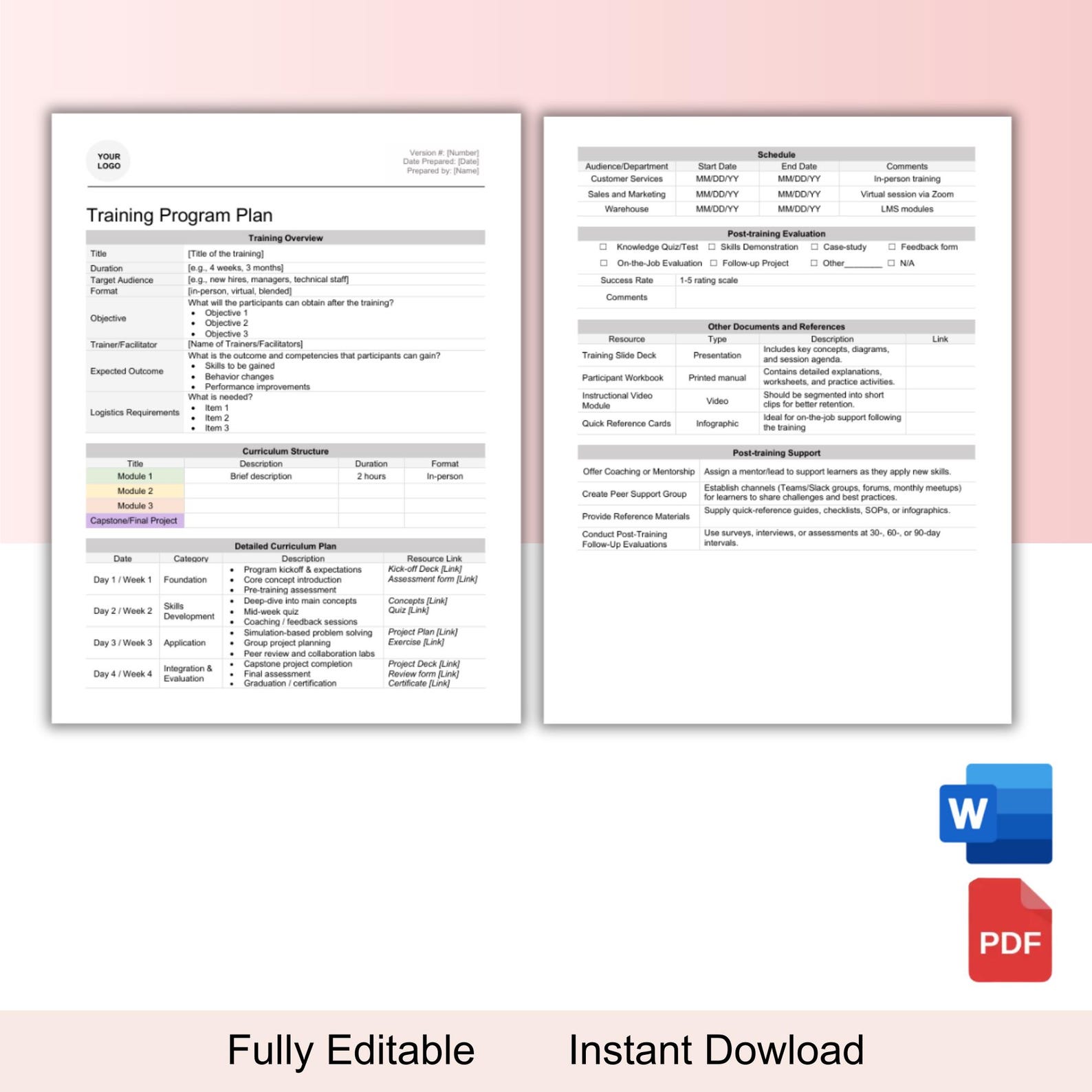 Training Program Outline, Training Program Plan Template, Leadership ...
