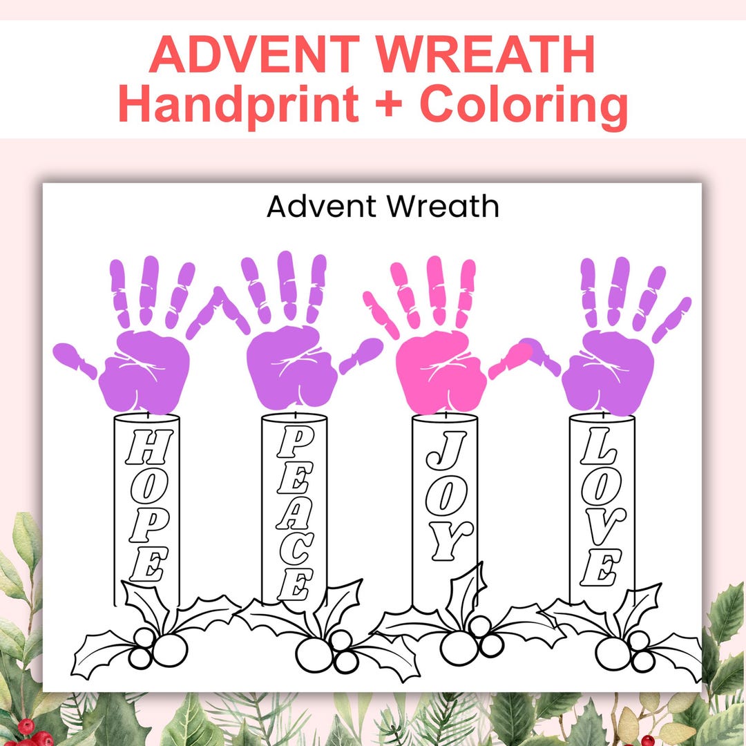 Advent Wreath Activity, Advent Wreath Handprint, Advent Coloring for ...