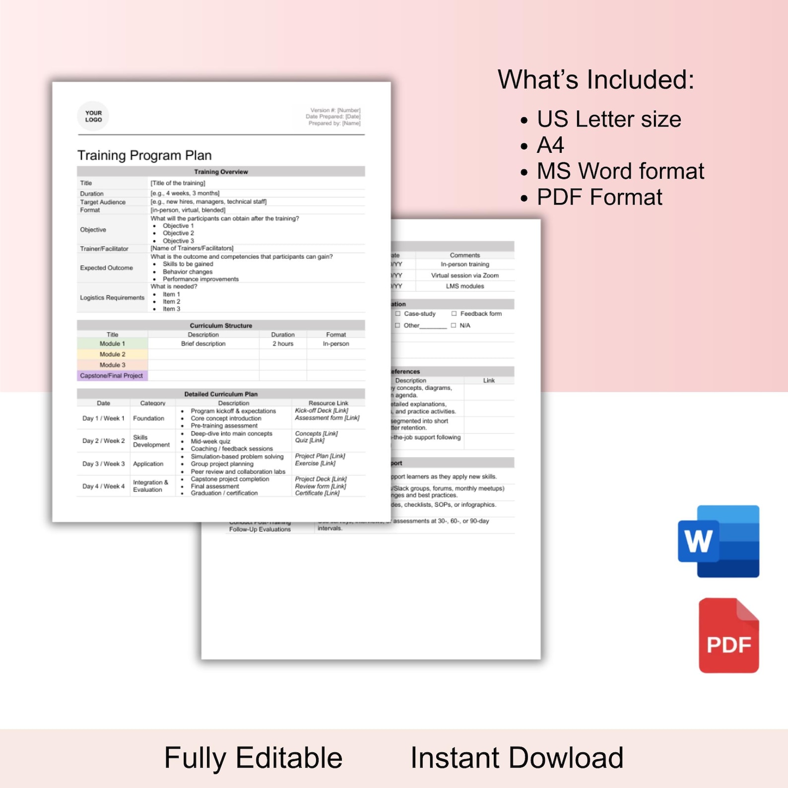Training Program Outline, Training Program Plan Template, Leadership ...