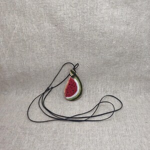 Handmade Ceramic Watermelon Pendant | Free Palestine Necklace | Wabi Sabi Clay Diffuser | Solidarity Artisan Gaza | Aromatherapy Jewelry