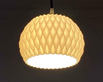 Falisty klosz do lampy wiszącej | Nowoczesna lampa wisząca drukowana w 3D | Rzeźbiarska lampa sufitowa | Oświetlenie wyspy kuchennej | Współczesny