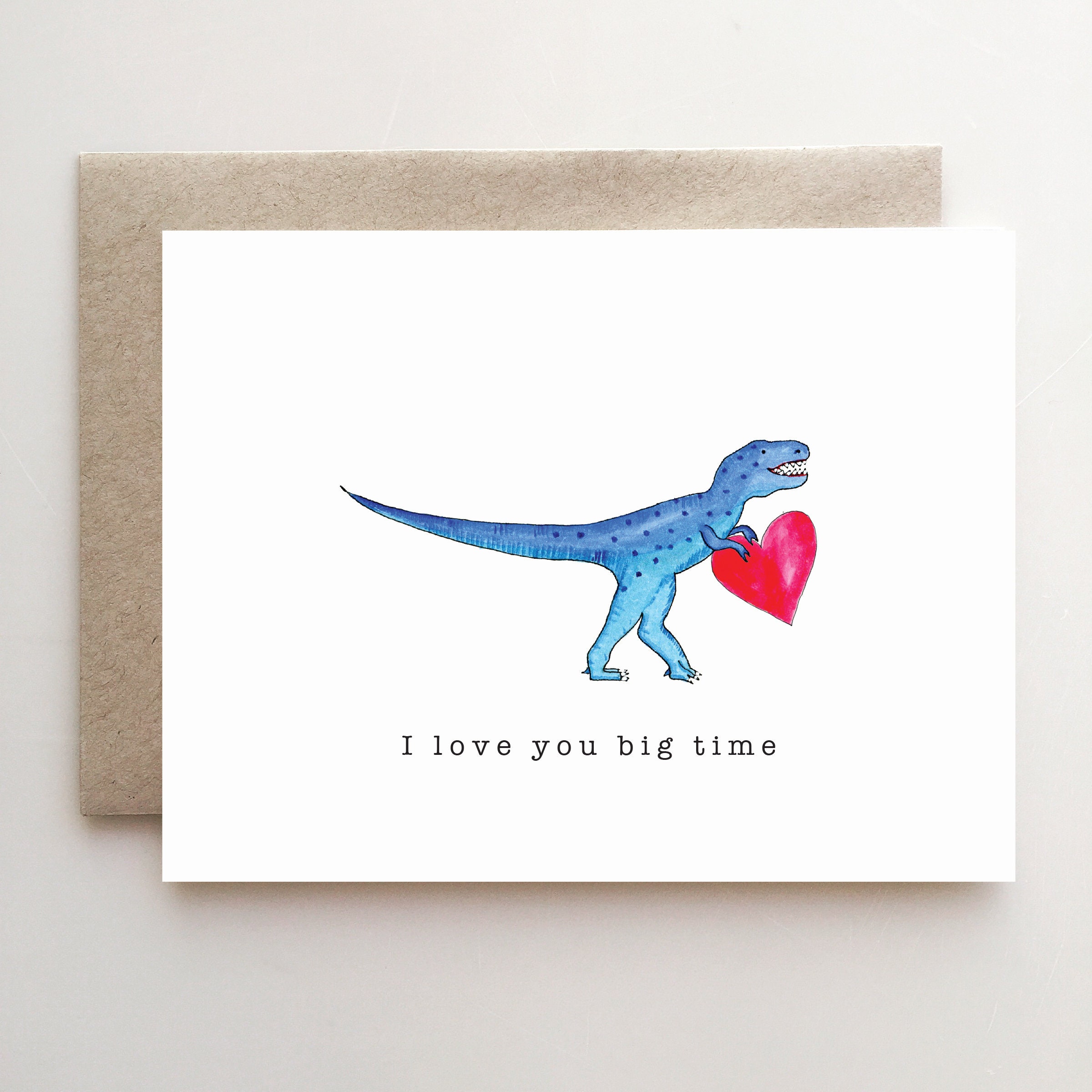 I Love You Big Time Trex Valentine Card Dinosaur Love - Etsy