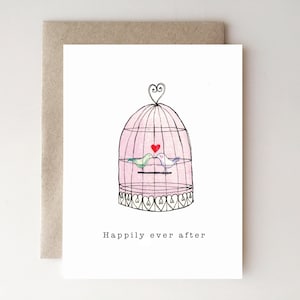 Happily Ever After Love Birds - Carte d'anniversaire - Carte de mariage - Carte d'amour