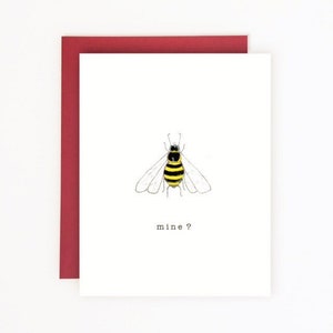Valentine&#39;s day card Bee Mine - bee - handmade - paper goods - love - valentine