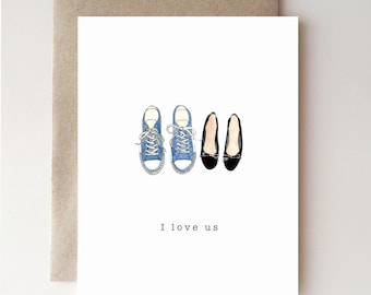 Valentine's Day Card I Love Us Shoes - valentine - romantic - shoes - handmade - papergoods - cute