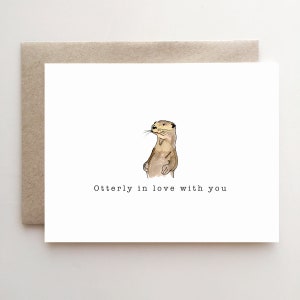 Biglietto di San Valentino con Lontra - Lontra innamorata di te - Biglietto d'amore - Fatto a mano - Articoli di carta - Amore di lontra - Amore