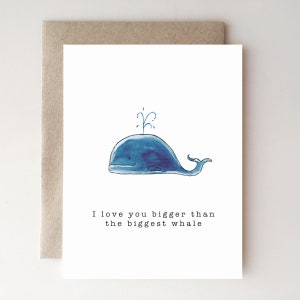 Carte de fête des pères - Plus grande que la plus grande baleine - Je t'aime - Papa - fait main - Articles en papier