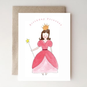 Cumpleaños Princesa Tarjeta - cumpleaños de las niñas - princesa - varita - tarjeta de cumpleaños - vestido rosa