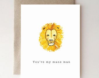 Mane Man - Father's Day card - lion's mane - dad - card - handmade - paper goods