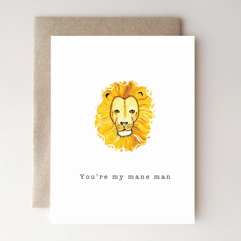 Mane Man Father's Day card lion's mane dad card handmade paper goods image 1