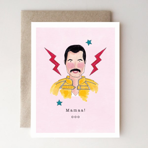 Freddie Mercury Mother's Day Card - Mama - Queen - Bohemian Rhapsody -Mother's Day - handmade - watercolour -