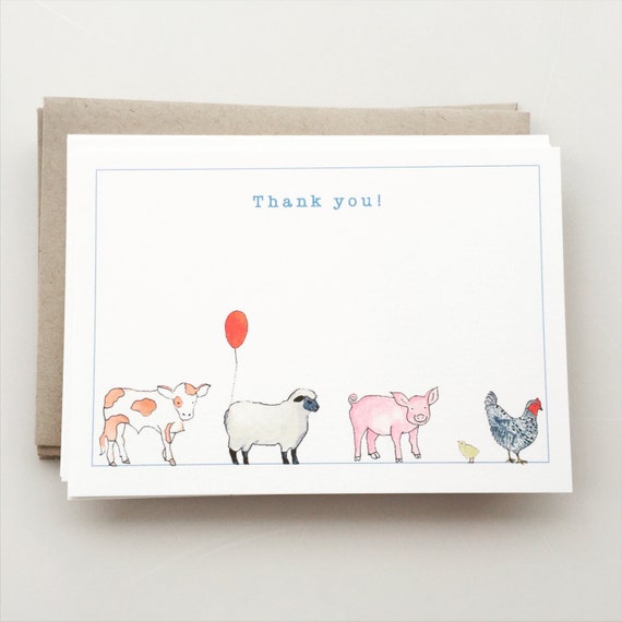 Farm Animals Thank You Note Cards Farm Birthday Party Sheep - Etsy Farm Animals Thank You Note Cards Farm Birthday Party Sheep - Etsy