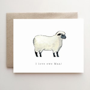 J'aime Ewe Maa ! - Carte de fête des mères - Carte de mouton - Maman d'amour - Carte de maman - Mouton - Carte de fête des mères amusante