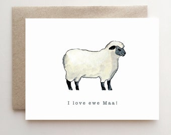 J’adore Ewe Maa! - Carte de fête des mères - Carte de mouton - Amour de maman - Carte de maman - Mouton - Carte de fête des mères drôle